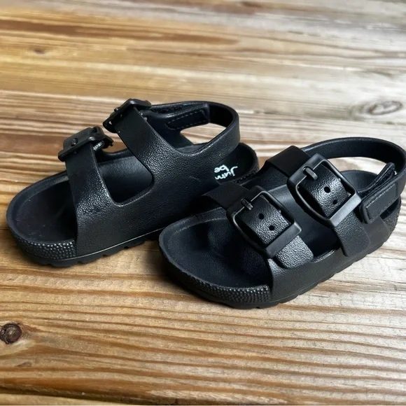 Jumping Beans Black Sandals with Buckles - Infant Baby Toddler size 5/6 - Picture 6 of 8